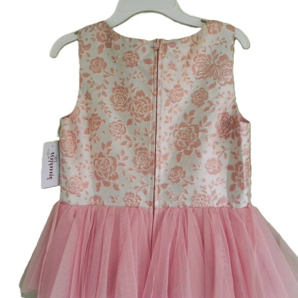 NWT Speechless Peach & Cream Embroidered Rose bodice & Tulle skirt Dress Girl 16 - Picture 6 of 6